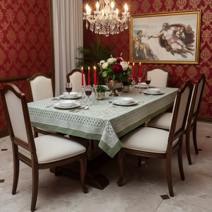 Handcrafted Block Printed 100% Cotton Tablecloth Sustainable Elegant Wedding <b>Dining</b> Premium Quality <b>Table</b> <b>Cover</b> Home Decor - Product Image 2