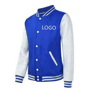 เสื้อแจ็คเก็ตเบสบอลแบบ Letterman สำหรับผู้ชาย ไม่มีแบรนด์ ผลิตตามสั่ง ขายส่ง เสื้อโค้ทลำลองสไตล์ Varsity - Product Image 1