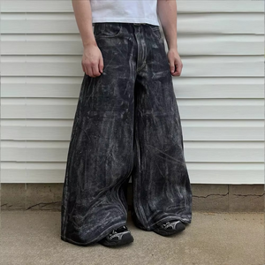 DCY Manufacturers for Customs Clothes <b>Embroidered</b> Pocket <b>Jeans</b>,Custom Streetwear <b>Jeans</b>,Black Denim <b>Jeans</b> Men Baggy - Product Image 4