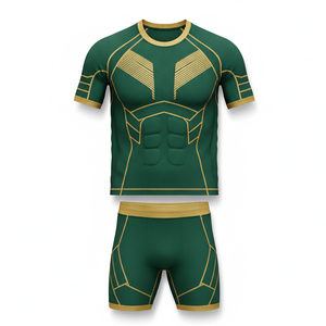 Custom Logo <b>Compression</b> Uniform Fitness Gym Top Leggings Set Bulk Polyester Spandex Elastic Base Layer Sportswear <b>Men</b> - Product Image 3