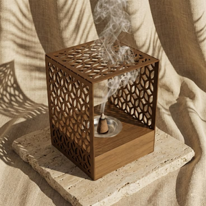 Brûleur d'encens en bois artisanal pour la maison et la méditation, support à encens en bois naturel au design traditionnel - Product Image 6