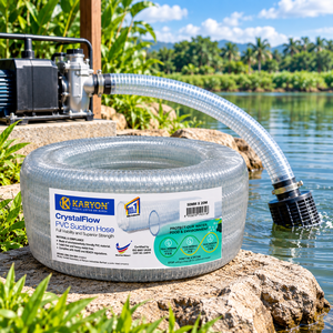 KARYON CrystalFlow PVC <b>Suction</b> <b>Hose</b> 50mm X 20m Transparent Reinforced Flexible Abrasion Resistant Water Pump <b>Hose</b> for USA Asia - Product Image 1