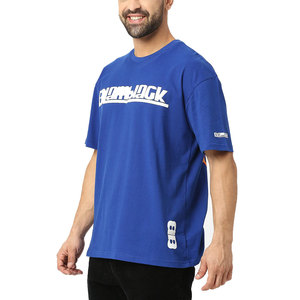 Handsome Look Men's Royal Blue Short Sleeve O-Neck <b>T</b>-<b>Shirt</b> With White Letter Print Casual Regular Fit Cotton Puff Printing <b>Shirt</b> - Product Image 3