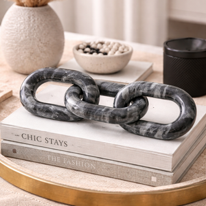Décoration de table moderne et durable en chaîne de marbre, sculpture en pierre élégante entrelacée, design d'intérieur contemporain, luxe pour Diwali et occasions spéciales - Product Image 2