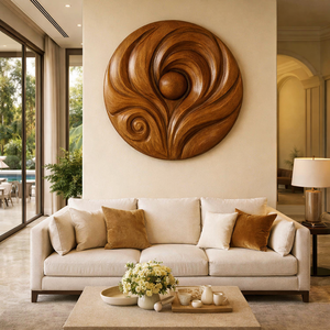 Sculpture murale Art Déco artisanale en bois organique de luxe, décoration murale pour salon, cadeau de pendaison de crémaillère - Product Image 2