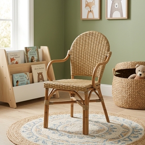 Nouvelle chaise de bistrot moderne et minimaliste en rotin brun naturel, fauteuil pour café français, restaurant, terrasse, mobilier d'extérieur - Product Image 3