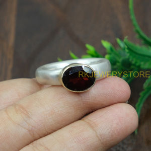 Natural Garnet <b>Ring</b> 925 Sterling Silver Brass Bezel Set <b>Ring</b> Handmade Gemstone <b>Statement</b> <b>Ring</b> Oval Faceted Garnet Jewelryfor her - Product Image 6