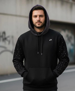 Sudadera con Capucha Unisex de Algodón y Felpa con Detalle Minimalista de Pedrería, Estilo Oversize, Ropa Urbana, Suministro Directo de Fábrica al por Mayor - Product Image 2