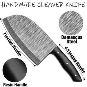 Couteau à viande artisanal en acier Damas LEGACY BLADES, lame ultra-affûtée, manche en bois, compatible lave-vaisselle, ambidextre - Product Image 3