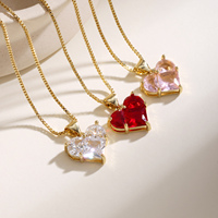 Collier Pendentif Cœur en Cristal Zircon CZ QIKU, Élégant Plaqué Or, Collier de Couple pour Femme, Idéal Mariage et Fêtes