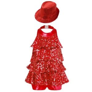 4-16 Enfants Filles <span class=keywords><strong>Jazz</strong></span> Moderne Costumes de Danse Latine <span class=keywords><strong>Justaucorps</strong></span> avec Chapeau Sets Bodysuit Jumpsuits for Stage Performance Competition - Product Image 2