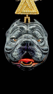 Dernier modèle Pendentif glacé émaillé visage 3D pour homme Bijoux visage de chien Hip Hop 3D Logo personnalisé Pendentif grand visage en caution - Product Image 2
