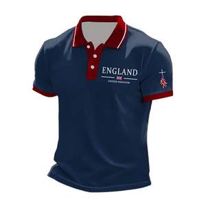 Chemise à manches courtes blanche pour homme d'Angleterre, logo imprimé sur le devant, jersey respirant, coupe classique, chemises de golf 180g - Product Image 6