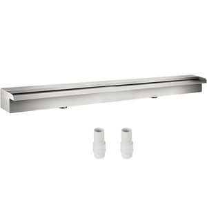 Fontana a Cascata Rettangolare da Giardino in Acciaio Inox con Connettore per Tubi 59.1 Pollici - Product Image 1