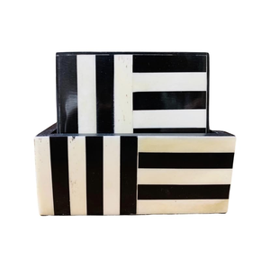Bone Inlay <b>Coaster</b> Rectangle <b>Coaster</b> <b>Set</b> With Holder Modern Geometric Pattern Reusable Table Cups Mats - Product Image 2