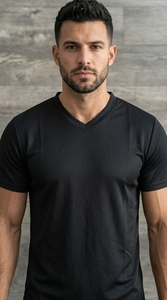Camiseta de algodón para hombre, cuello en V, media manga, informal, lisa, suave, cómoda, transpirable, para uso diario en verano - Product Image 2
