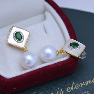 Boucles d'oreilles en perles d'eau douce rondes blanches pour femmes, 11-12 mm, avec une forte luminosité, qualité fine, argent S925, version coréenne - Product Image 3