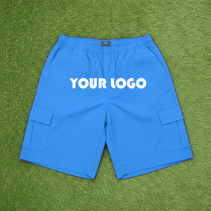 Custom Made Summer Streetwear Polyester Baggy Zip up Windbreaker Embroidery <b>Cargo</b> Nylon <b>Shorts</b> Men - Product Image 1