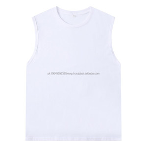 Vêtement de sport sans manches en coton 100% personnalisé avec logo imprimé, 180 g/m², pas cher, pour hommes, débardeur de sport - Product Image 4