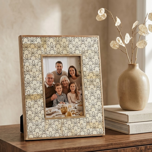 Premium Bone Inlay Photo <b>Frame</b> <b>4x6</b> Inch | Handcrafted Carving Design Picture <b>Frame</b> | Decorative Tabletop <b>Frame</b> for Home & Office - Product Image 2