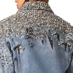 OEM Custom Made Women Denim Jackets Casual Winter Breathable Cotton Button up <b>Coat</b> Oversize for <b>Ladies</b> - Product Image 5