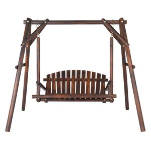 Dondolo da Esterno in Legno Duro da 6,5 piedi, Rustico, per Patio, Giardino, Portico, con Supporto, per 2 persone, Comoda Sedia Sospesa a Uovo Carbonizzata - Product Image 1