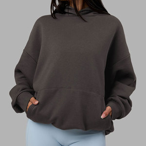 Sudadera con capucha de punto extragrande con doble cremallera para invierno, alta densidad GSM, insignia bordada en 3D, venta directa de fábrica, ropa urbana para mujer, ajuste holgado - Product Image 1