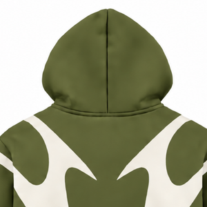 Olive Green Contrast Panel <b>Zip</b> Up <b>Hoodie</b> Men Streetwear Full Zipper Long Sleeve Casual Fleece Hooded Jacket With <b>Pockets</b> - Product Image 4