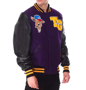 Women's Varsity <b>Jackets</b> with Custom Chenille Embroidery Logo And Leather Sleeves University Letterman Style <b>Jacket</b> And OEM - Product Image 3