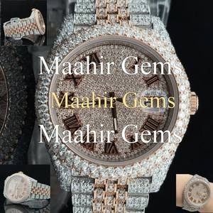 Reloj Automático de Lujo con Moissanita, Oro Rosa, Estilo Hip Hop, Diamantes Engastados, Acero Inoxidable, Mecánico, para Hombre, 10 Bar Resistente al Agua - Product Image 2