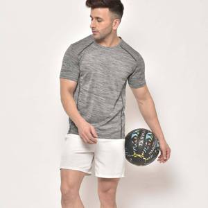 เสื้อยืดแขนสั้นผู้ชายสีเทาผสม ทรงปกติ คอกลม ทรงสปอร์ต ผ้าถัก - Product Image 6