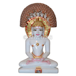 Statue en marbre de Parshwanath |   Murti en marbre Parshwanath Bhagwan artisanal pour la maison et le temple jain - Product Image 1