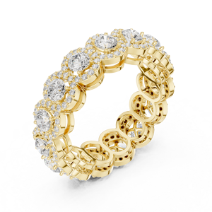 Bague d'éternité en or jaune avec diamants ronds, alliance de mariage et de fiançailles pour femme avec pavé de pierres multiples - Product Image 4