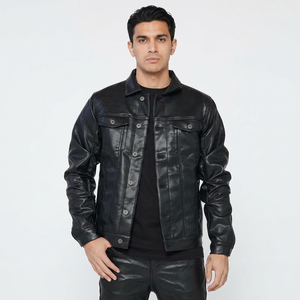 Fully Customized Woven Coated Stand Collar Front Logo Breathable Hooded Vintage Varsity <b>Leather</b> <b>Jackets</b> <b>Men</b> Made Pakistan Low - Product Image 6