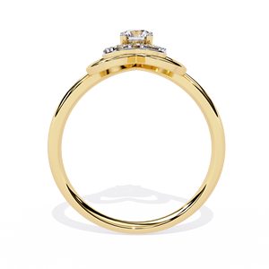 Anillo minimalista de oro macizo de 10k, 14k, 18k con diamante de corte redondo para mujer, ideal para regalo, compromiso, aniversario, boda - Product Image 4