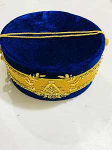 Sombrero Masónico de Terciopelo Azul con Bordado Dorado y Pedrería, Accesorio - Product Image 5