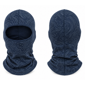 Pasamontañas con estampado topográfico sublimado en azul marino para hombre, cubrecabezas de tela elástica para actividades al aire libre - Product Image 2
