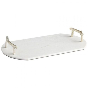 Plateau de service classique en marbre avec poignée en laiton doré, accessoire décoratif pour la maison, les mariages et les hôtels, plateaux en laiton et en marbre - Product Image 4