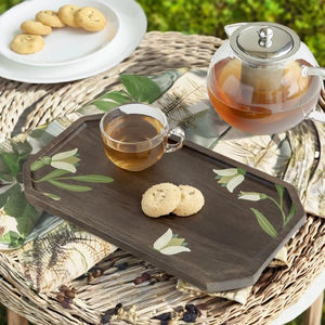 Plateau rectangulaire en bois de mangue peint à la main, écologique et tendance, magnifique, 12,5 pouces x 7 pouces x 0,6 pouces (LxLxH), plat biodégradable - Product Image 4