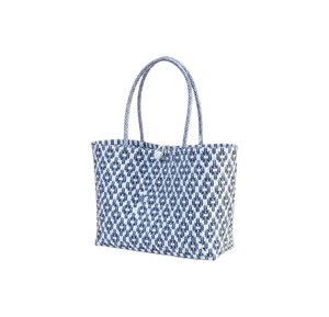 Exquisite Dark Blue White Floral Design <b>Handbag</b> <b>And</b> Handmade Bag With <b>Matching</b> Woven Handle Daily <b>Purse</b> - Product Image 1
