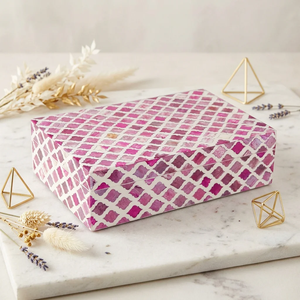Caja de Joyería Artesanal Ecológica con Incrustaciones de Resina India, Estilo Artístico y Romántico, Modelo FAIZA CRAFT, Diseño con Múltiples Detalles - Product Image 6