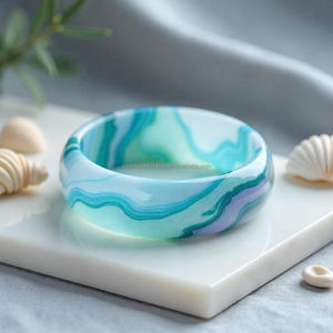 Bracelet en résine pour femme Sunset Bliss Design artistique fait à la main pour bijoux tendance avec couleurs vives et confort - Product Image 6