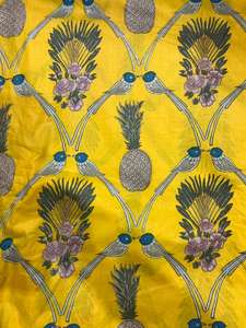 Wholesale Handmade Eco-Friendly Organic Cotton Fabric Hand Block Printed Tropical Bird Pineapple Pattern Curtain & <b>Bag</b> Fabric - Product Image 3