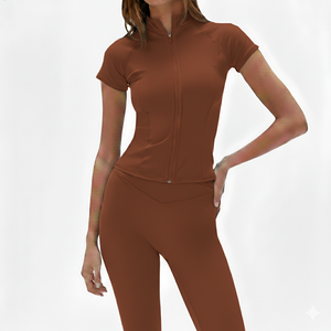 Ensemble de yoga pour femmes de haute qualité avec veste zippée et leggings taille haute - Product Image 1