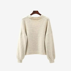 Cárdigan corto de mujer con botones, estilo dulce, hombros caídos, suéter de moda, manga casual, cuello en V - Product Image 2