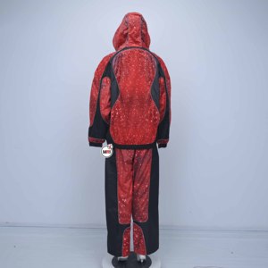 Factory Made Custom <b>Mens</b> Red Black Hooded Racer <b>Jacket</b> Windproof Sequined Color Blocking Zipper Front Sporty Autumn Wear <b>Jackets</b> - Product Image 6