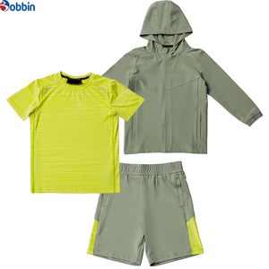 Conjunto Deportivo Personalizado de 3 Piezas: Chaqueta Cortavientos, Pantalones Cortos y Camiseta, Reflectante, para Fitness, con Bloques de Color - Product Image 5