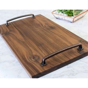 Plateau de service rectangulaire en bois avec poignées, plateau décoratif écologique en bois pour café, thé et aliments, vente en gros, plateau de cuisine en vrac - Product Image 6