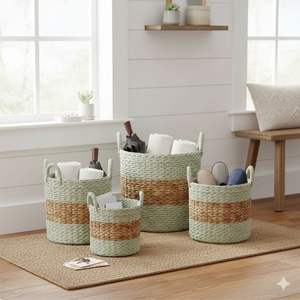 Ensemble de 3 paniers HORZ en écorce de bananier, artisanat - Product Image 3