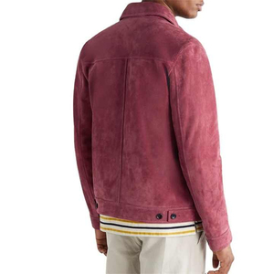 <b>Men's</b> <b>Suede</b> Leather <b>Jacket</b> Solid Color Button Closure Casual Style Front Pockets No Hooded sample Available - Product Image 6